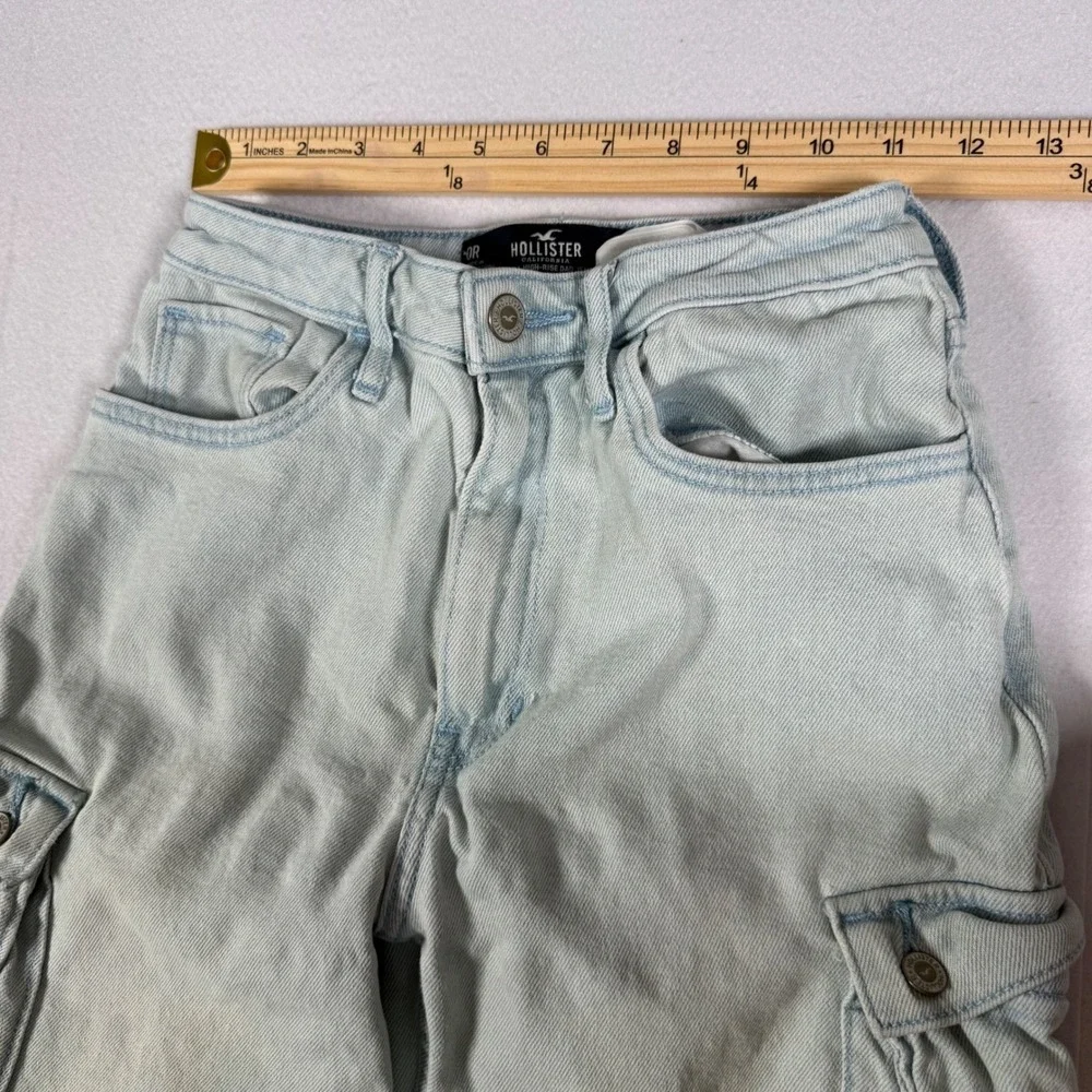 Hollister Ultra High-Rise Dad Jean Light Wash Cargo Denim 24x31 0R Skater Grunge